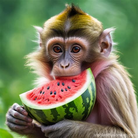 Monkey with Watermelon Fruit Fur | Stable Diffusion Online
