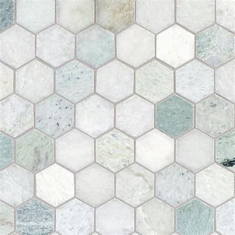 Polished Green Hexagon 12 x 12 Marble Floor and Wall Tile | Bathroom ...