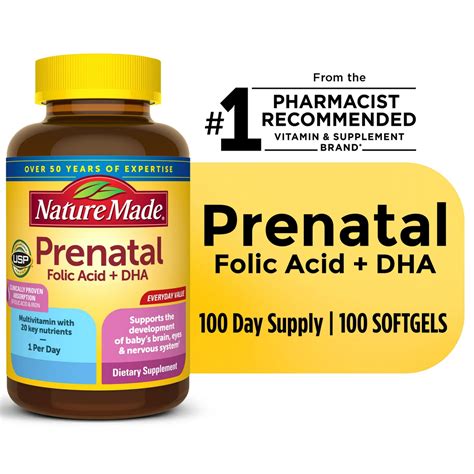 Nature Made – Prenatal with Folic Acid + DHA Softgels, 110 Count – Exubuy.com