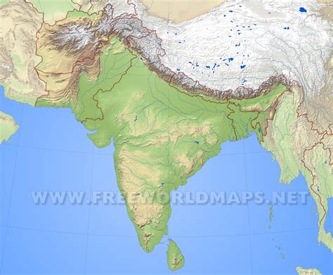 Blank Printable Physical Map Of South Asia