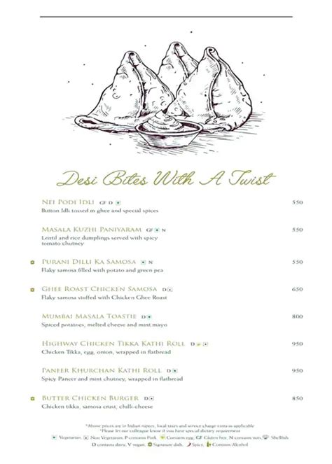 Menu at The Lobby Lounge - Shangri-La Hotel, Bengaluru