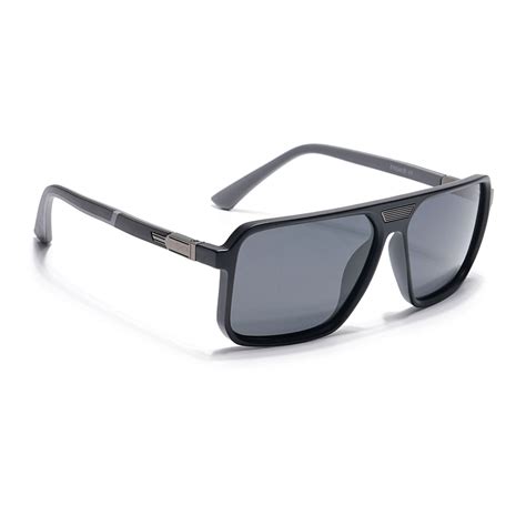 Eyejack Matt Black Square Polarized Sunglasses for Men & Women (6227PC ...
