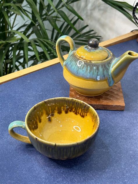 Yellow Glaze 1 Pot Kettle Set – House of Ceramics