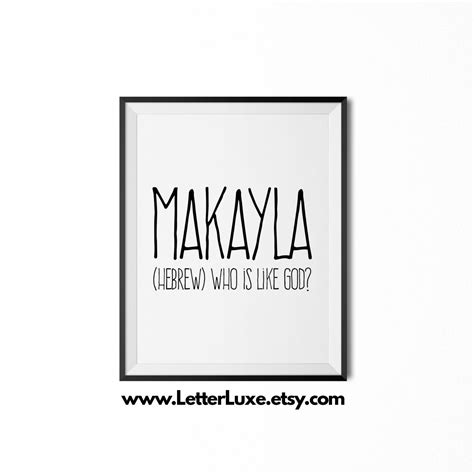 Makayla Name Meaning Art, Printable Baby Shower Gift, Nursery Printable ...