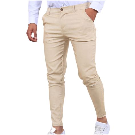 Dovford Mens Chinos Slim Fit Pants Flat Front Stretch Skinny Tapered ...