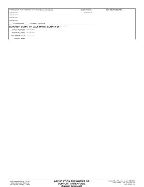 California Support Arrearage Application - Blank Fillable Template ...