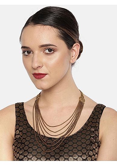 Gold-Toned Layered Chain Design Necklace