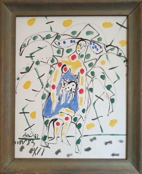 Armand Avril - Woman Sitting With A Cat. Abstract Expressionist Work on Paper. For Sale at ...