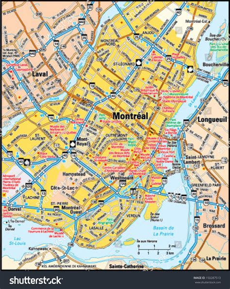 Montreal Quebec Area Map Stock Vector 150287513 - Shutterstock