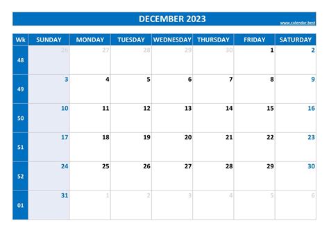 December 2023 calendar -Calendar.best