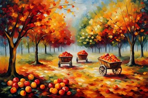Wall Art of Fruit Orchard – Landscape Painting for Modern Spaces in ...