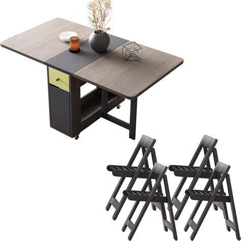 Amazon.com - FUNROLUX Folding Dining Table and 4 Piece Folding Chair ...