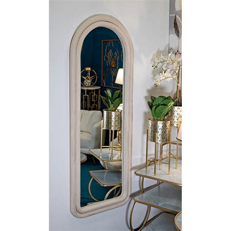 Velvet Covered MDF Mirror with Arched Top