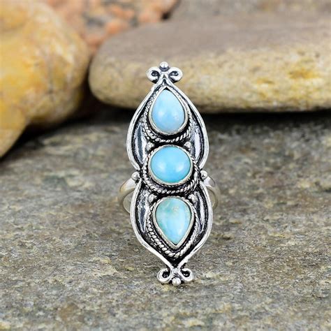 Buy 925 Solid Sterling Silver Ring/larimar Ring/big Ring/women's Rings ...