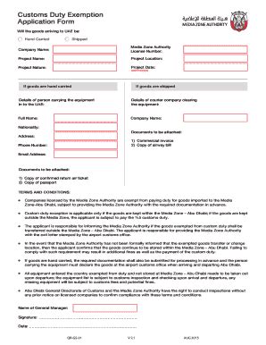 Fillable Online film gov Customs Duty Exemption Application Form Fax ...