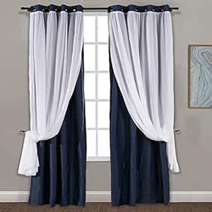 Buy TWOPAGES 120 W x 96 L Navy Blue Blackout Window Curtain for Sliding ...
