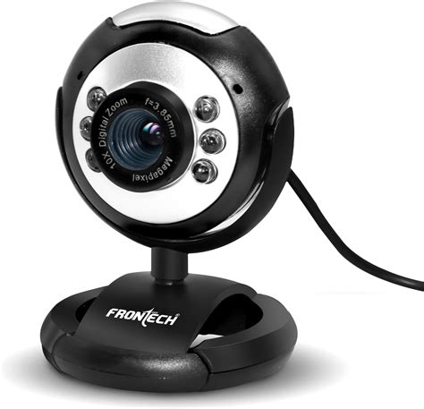 FRONTECH Digital Webcam with Built-in Mic & LED Lights, 30 FPS, Plug ...