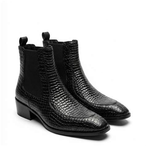 TAPPER NOSE TEXTURED LEATHER BLACK CHELSEA BOOTS – MERCYCLASSIX