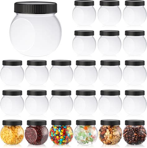 Amazon.com: Tradder 24 Pcs Plastic Candy Jars with Lids 8.5 oz Wide ...