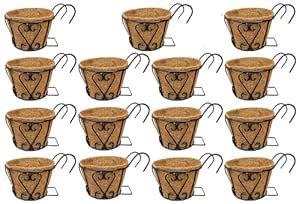 GARDEN DECO 8-Inch Railing Pots with Coir Liner. Railing Planters ...