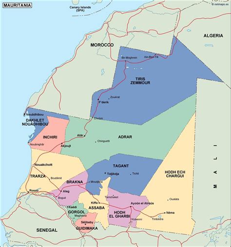 Mauritania On A Map Of Africa
