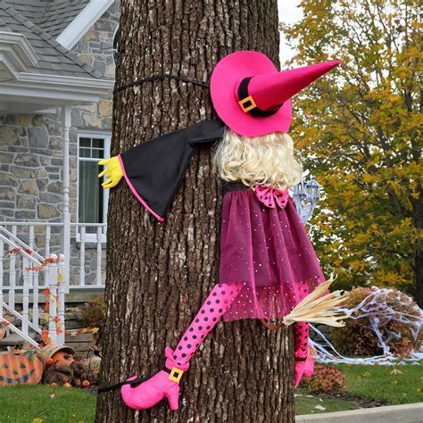 Halloween Decoration Outdoor-53 H Halloween Decor Pink Crashing Witch ...