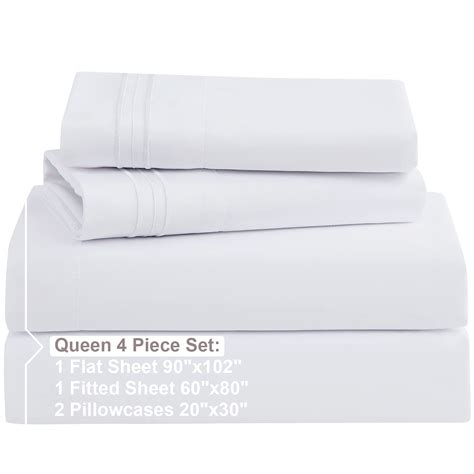 Nestl Queen Sheets Set - 4 Piece Bed Sheets for Queen Size Bed, Double ...