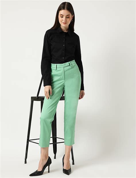 Buy Mid Waist Slim Fit Stretch Formal Trousers at Marks & Spencer