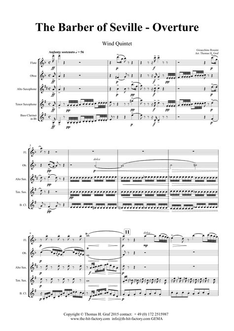 The Barber of Seville - Overture - Woodwind Quintet - F (arr. Thomas H ...