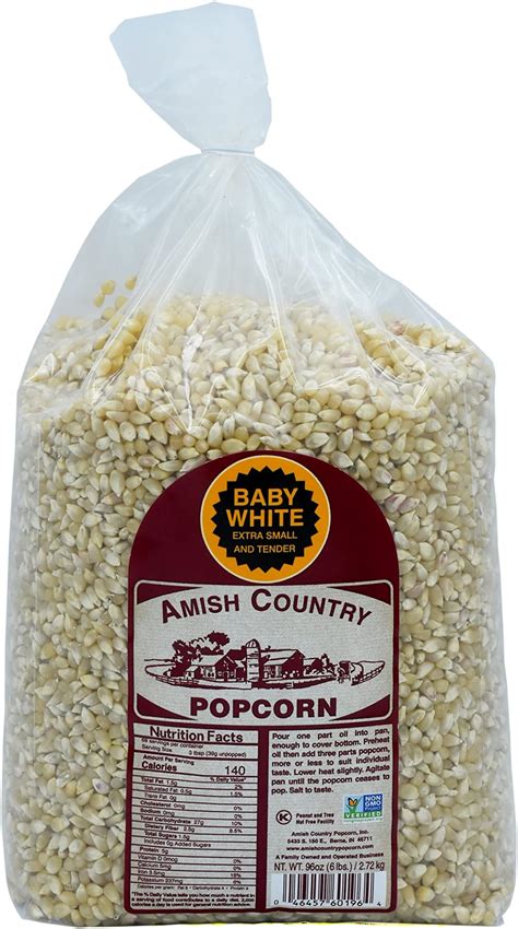 Amazon.com: Riehle's Select Popping Corn - Hulless Baby White Whole ...