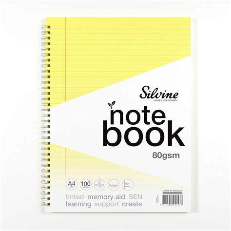 Silvine A4 Yellow Paper Dyslexia Notebook - Lined with Margin (100 ...
