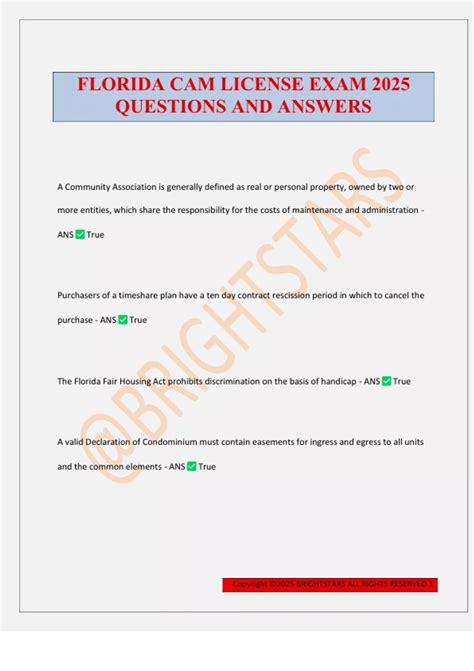 FLORIDA CAM LICENSE EXAM 2025 QUESTIONS AND ANSWERS - FLORIDA CAM ...