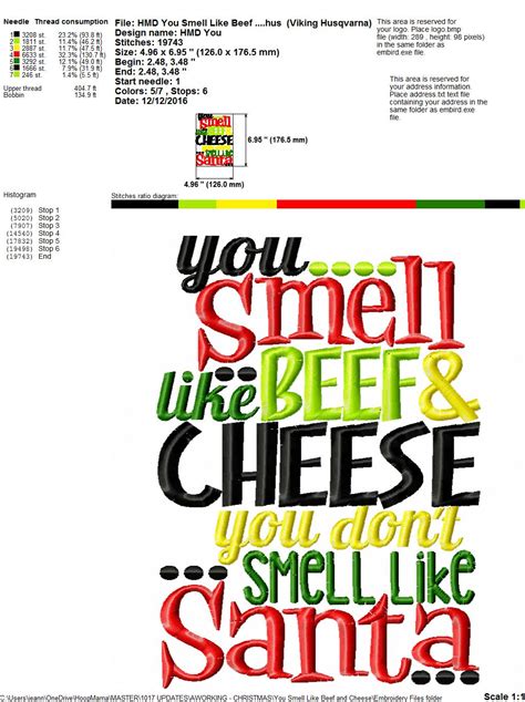 You Smell Like Beef and Cheese - Embroidery and Cutting Options - HoopMama