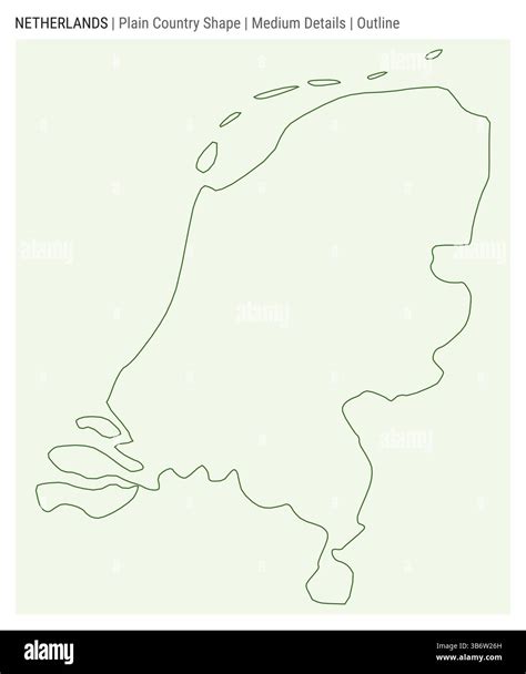Netherlands plain country map. Medium details. Outline style. Shape of ...
