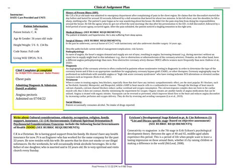 Clinical Judgement Plan: Patient- C. K, 56 years old male 5’6 ft. 134 ...