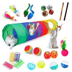 Buy iCAGY Cat Toys for Indoor Cats Interactive, 25 Assorted Cat Stuff ...