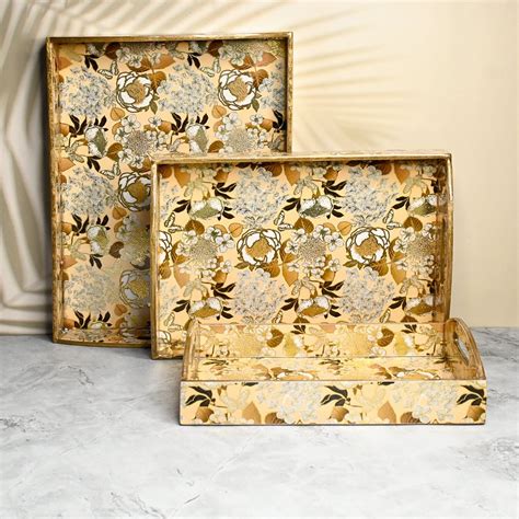 Buy Sustainable Wooden Floret Trays with Curved Handles- Pack of 3 on ...