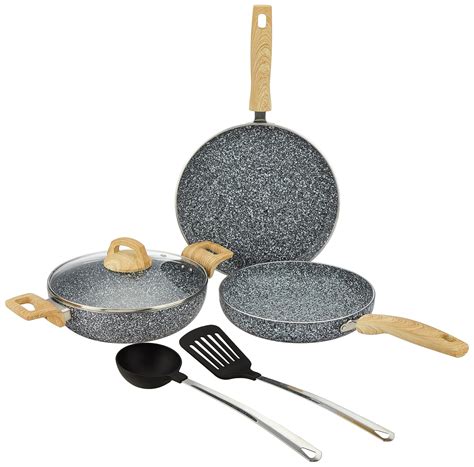 Buy Amazon Basics Granite Finish Non Stick 5 Pcs Induction Base ...