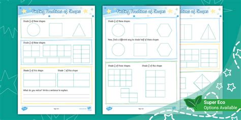 Finding Fractions of Shapes (Ages 6 - 7) (teacher made)