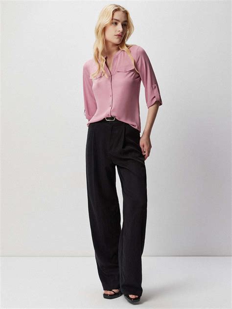 Pink Band Collar Shirt