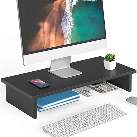 BLINKWOOD 23 Inch Monitor Stand – Extended Shelf Computer Monitor Riser ...