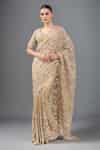 Buy Gold Sequins, Embroidery V-neck Midaas Saree Set For Women by ...