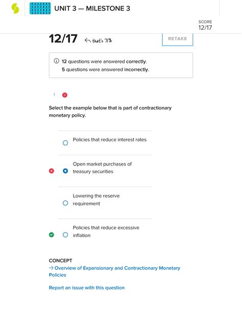 Milestone 3-12 out of 17 correct - 1 CONCEPT → Overview of Expansionary ...