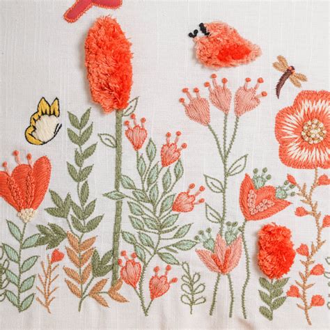 Garden Hand Embroidered Cushion Cover 16 inch | Nestasia