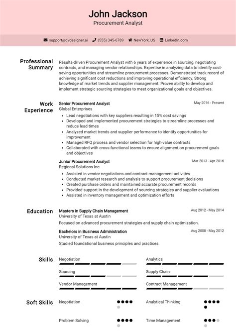 Procurement Analyst Resume Example for 2025: How to Craft a Winning CV - CVDesigner.ai