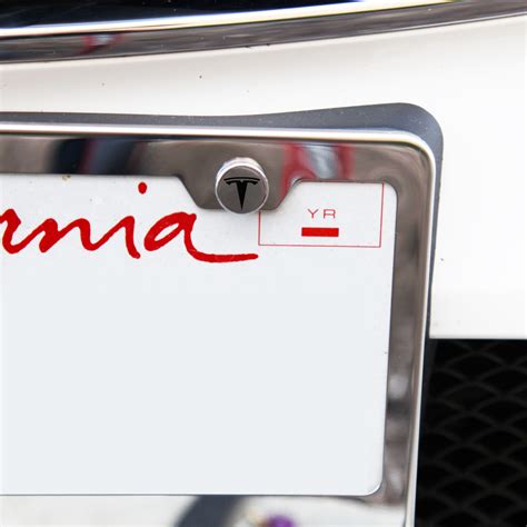 Laser Etched Black Tesla License Plate Frame Bolts Fastener Chrome ...