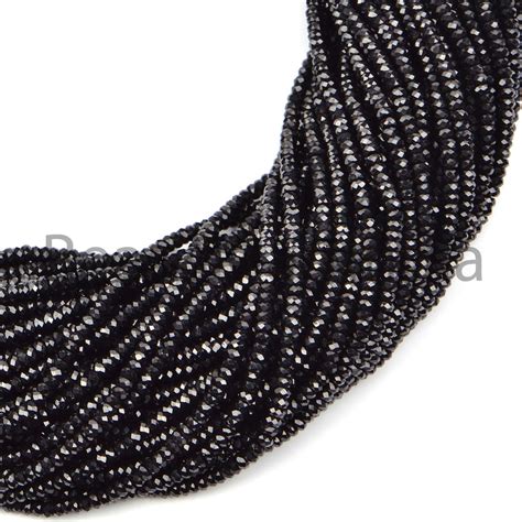 Buy Black Spinel Flat Faceted Beads,faceted Black Spinel Rondelle ...