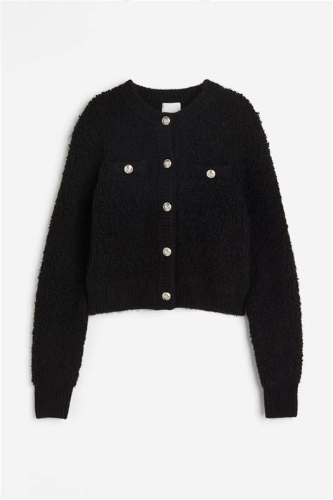 Bouclé cardigan - Black - Ladies | H&M IN