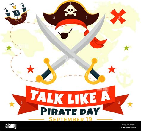 International Talk Like a Pirate Day Vector Illustration with Cute ...