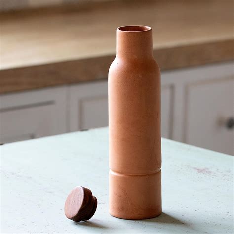 Ellementry terracotta bottle with wooden lid | 730 ml | Water Bottle ...